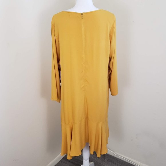 JustFab Flounce Hem Shift Dress Yellow Size XXL - Picture 7 of 11